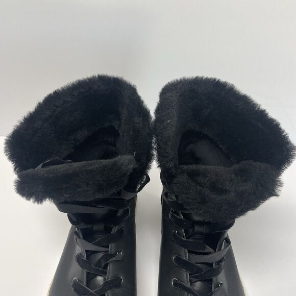 UGG Croft Exotic Velvety Snakeskin Faux Fur Black Leather Lace Up Sneaker 11 - Picture 6 of 10